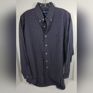 VINTAGE  Polo Ralph Lauren  Men's Pajama Top Plaid Size Extra Large Blue